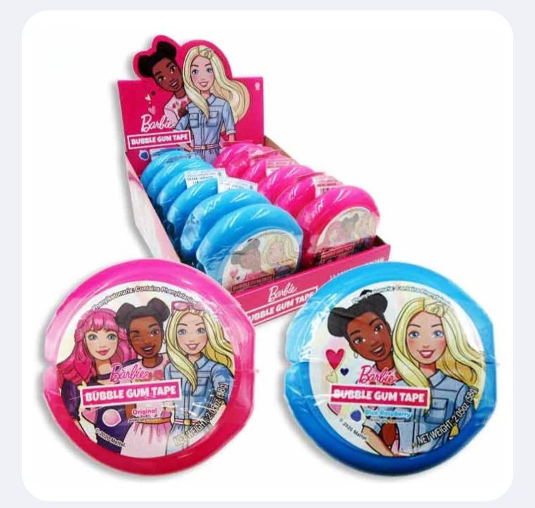 Majestic Wholesale – Pastilha elástica por atacado – Fita de Pastilha Elástica Barbie Sabor Original/ Mirtilo, 58g, 12 unidades