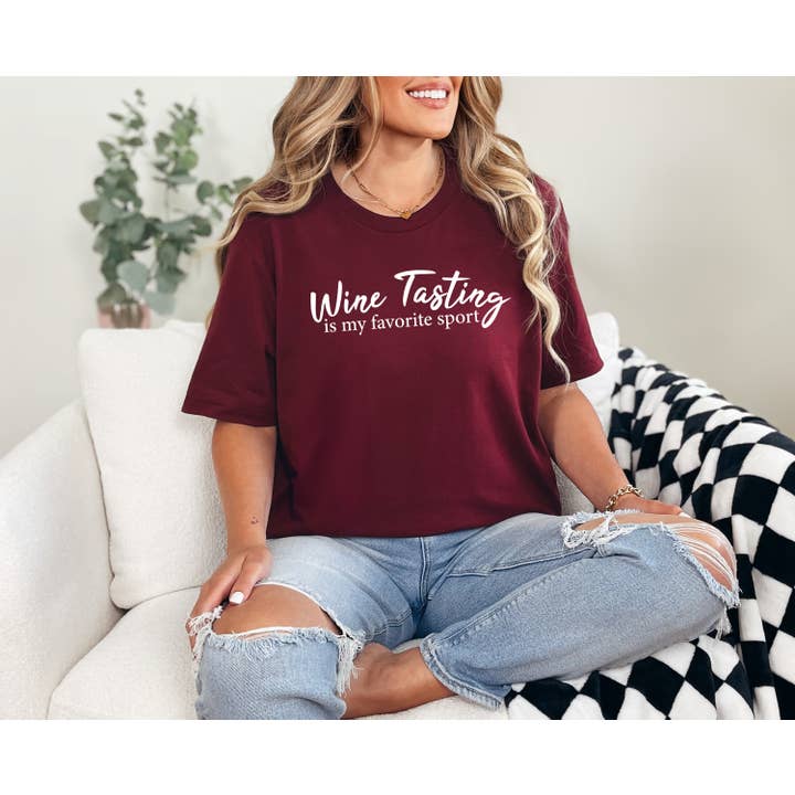 Custom T Story - Wholesale T-Shirt (Graphic) - Women's - Wine Tasting is My Favorite Sport Shirt, Wine Tasting Shirt