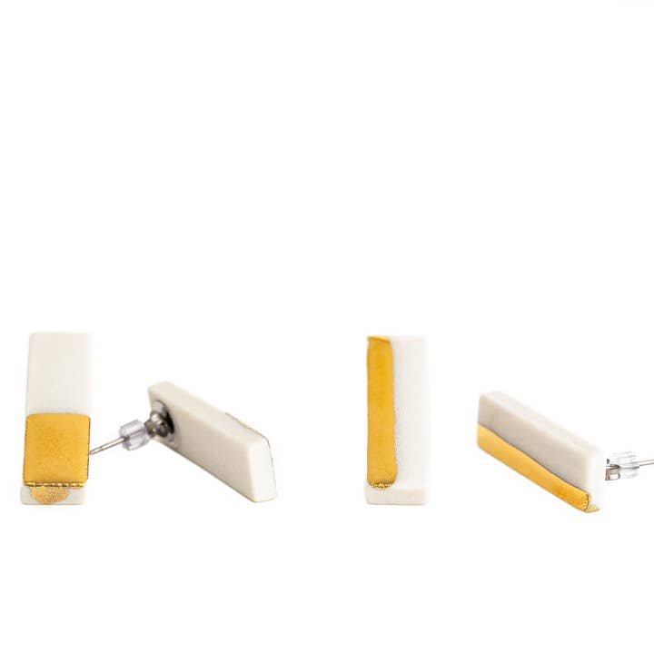 Jenna Vanden Brink Ceramics - Wholesale Stud/Post Earrings - Gold Dipped Bar Earrings3