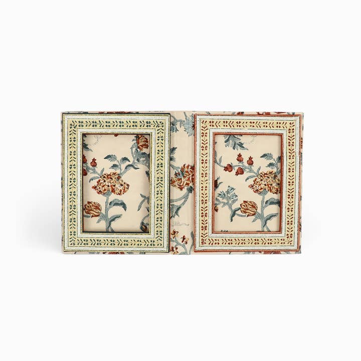 HAND BLOCK PRINTED KEEPSAKE PHOTO FRAME -MUSTURD VANA for wholesale by Craft Boat