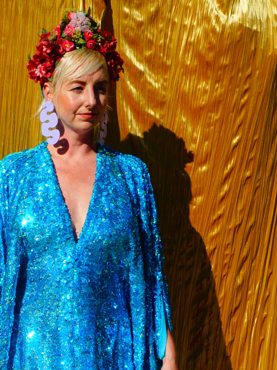 Fumbalinas – wholesale Kaftan – Women's – Turquoise Holographic Sequin Maxi Kaftan Gown / Kimono Robe6