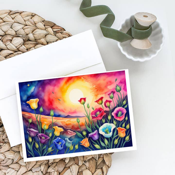 Caroline's Treasures - Wholesale Everyday greeting card - Lisianthus in Color Greeting Cards and Envelopes Pack of 8