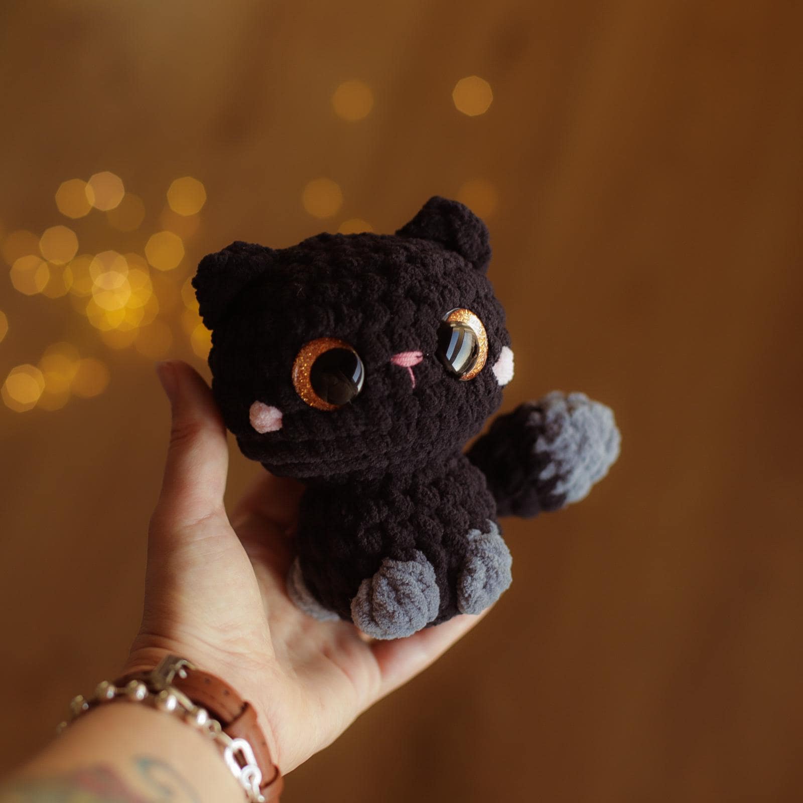 TOMOPOD LLC - Wholesale Stuffed/Plush Toy - Kids & Baby - Mini Kitten Crochet, Amigurumi Plushie, Cute Black Cat3