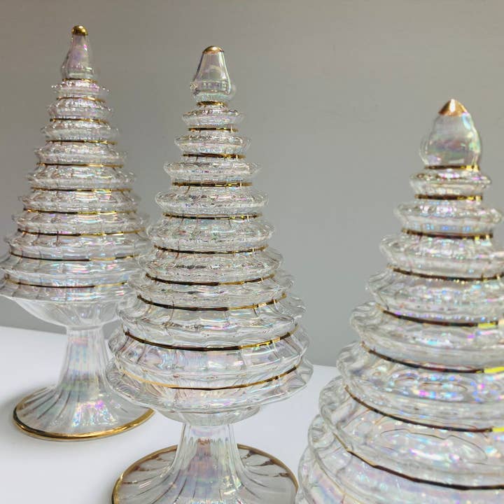Dandarah - Wholesale Kerstdecoratie - Geblazen glazen tafelblad kerstboom - witte spar