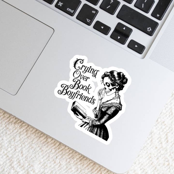 Purely Bookish - Wholesale Sticker - Cring Over Book Boyfriends Vintage Skeleton – 3" Waterproof Bookish Sticker with Holo Overlay – Reading, Books, Reader Gift, Book Lover5