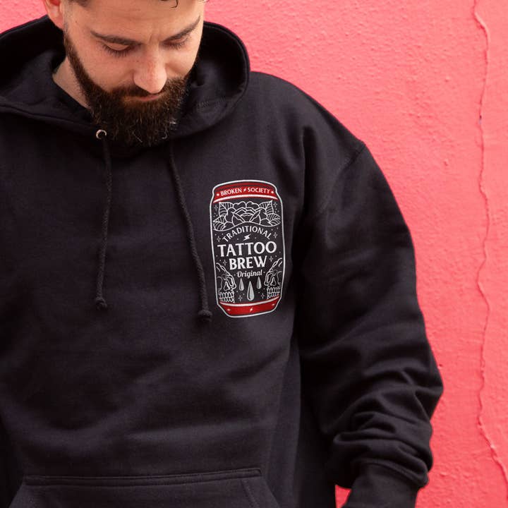 Hoodie met print op de voorkant van Tattoo Brew (uniseks) voor wholesale door Broken Society