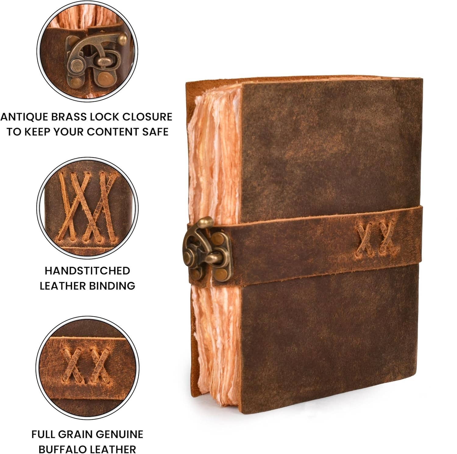 Tuzech Leather - Vendita all'ingrosso Diari/agende - Diario in Pelle Fatto a Mano con Chiusura a C-Lock e Bordo Grezzo Non Rigato5