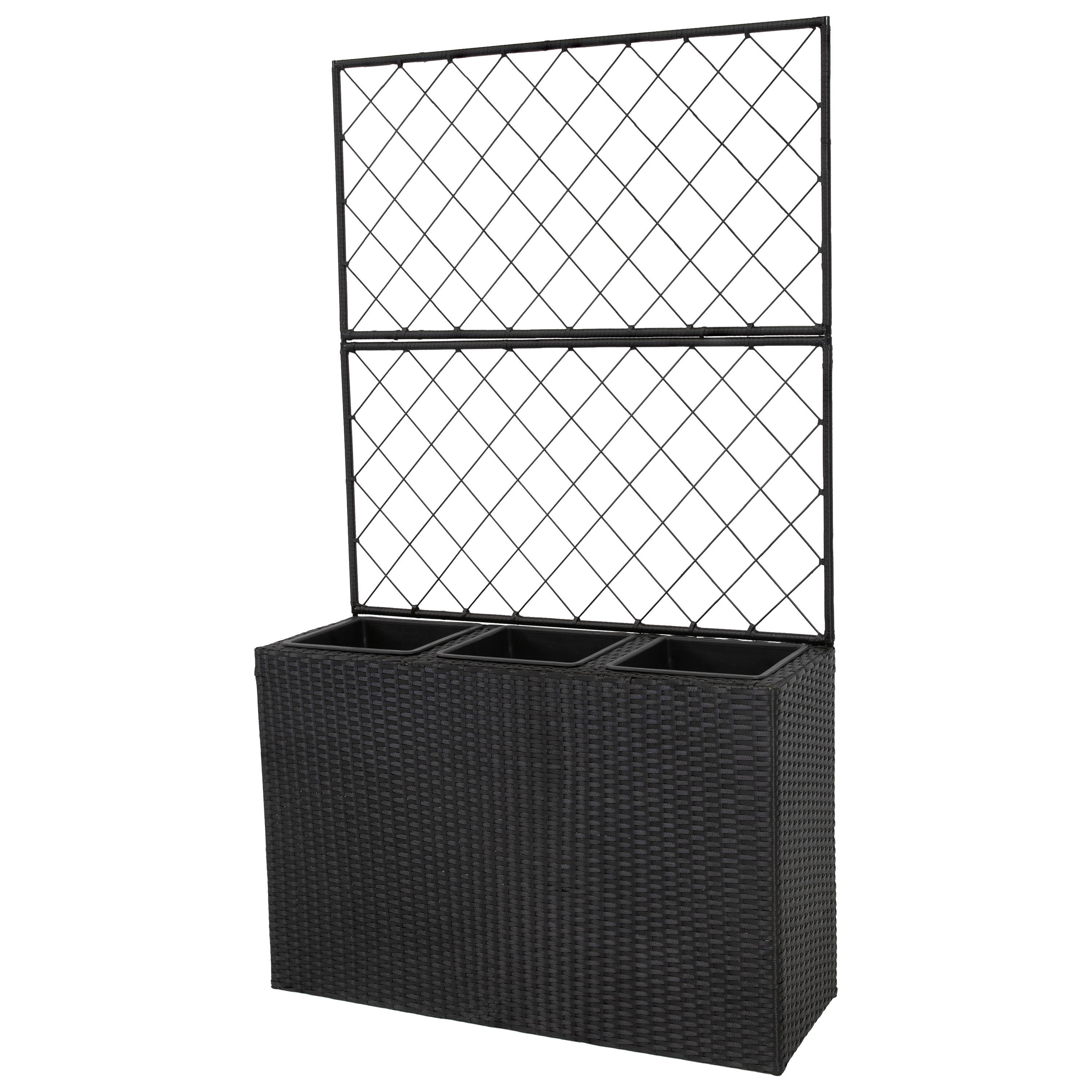 Sunnydaze Decor - Wholesale Plant Pot - 3-Section Wicker Planter Box with Trellis - Black16