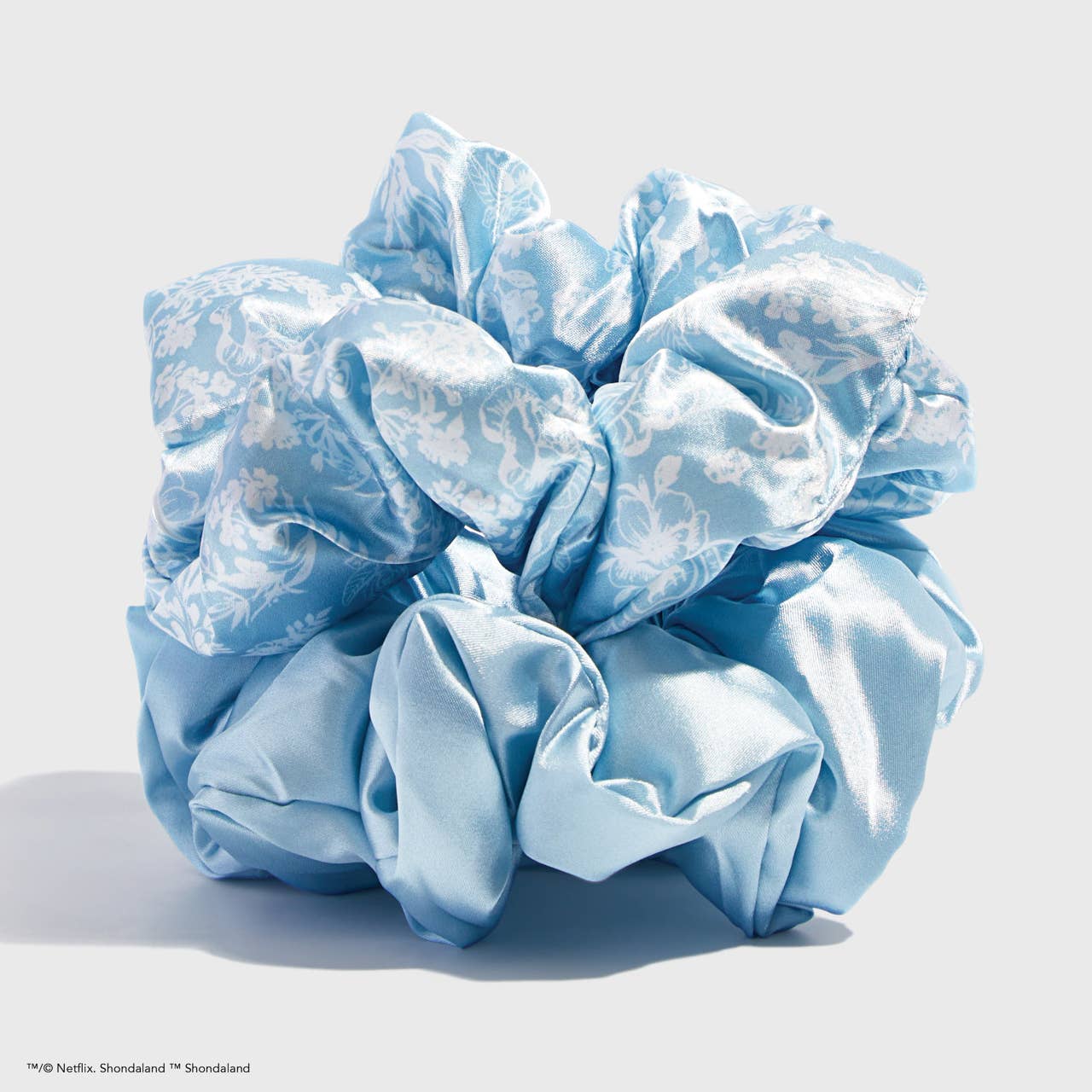 Wholesale Kitsch x Bridgerton Satin Pillow Scrunchies / Toile De Blue