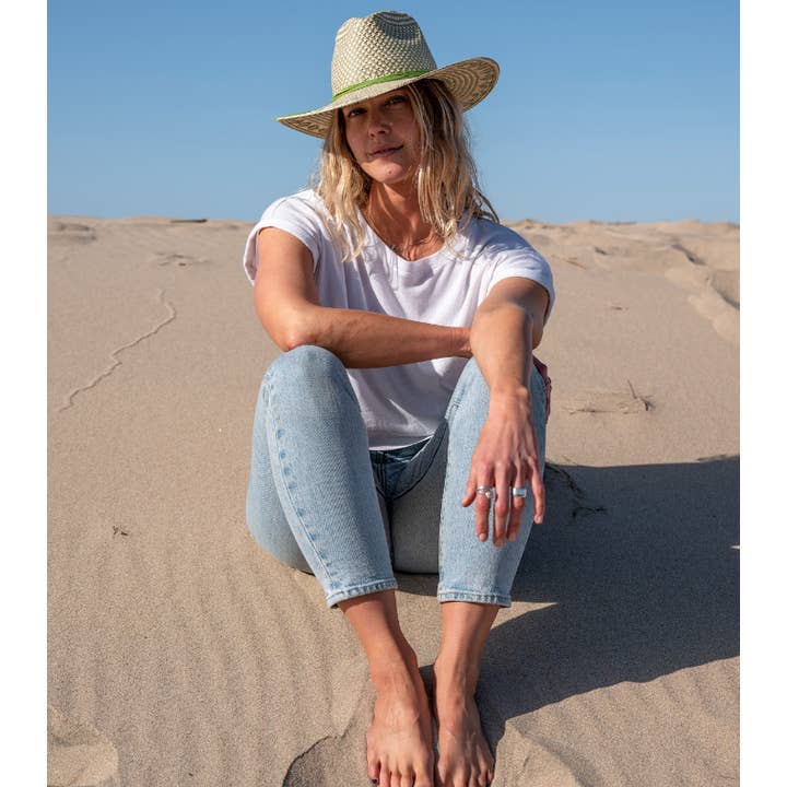 American Hat Makers - Vente Chapeau de paille – femme - Chapeau de soleil en paille style safari bicolore - modèle Eppie22