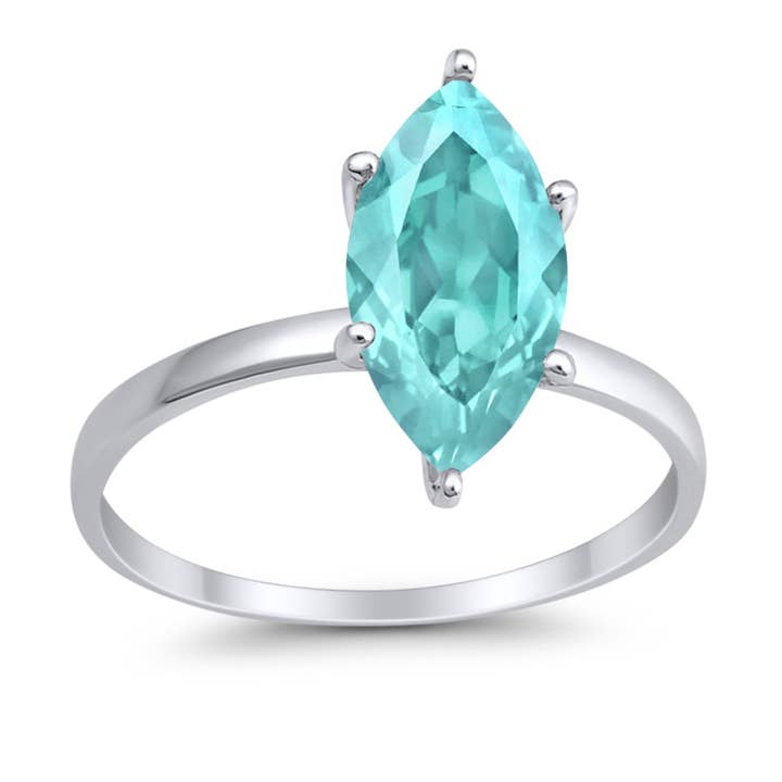 Solitaire Marquise Simuleret Paraiba Turmalin CZ Vielsesring for engroshandel hos Blue Apple Imports