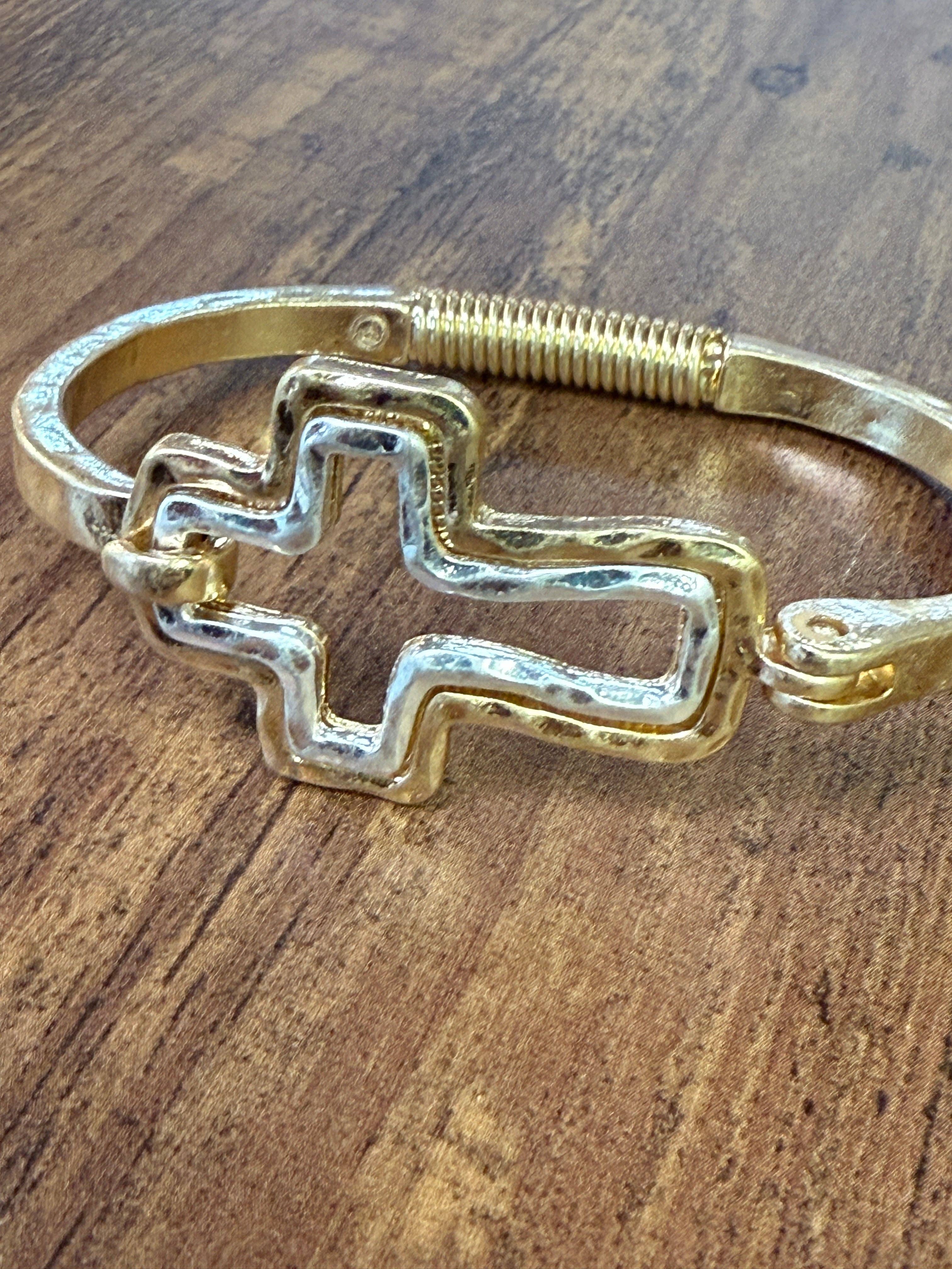Paco Designs - Wholesale Cuff Bracelet - Beautiful Mixed Metal Cross Cuff Bracelet Gold OR Silver11