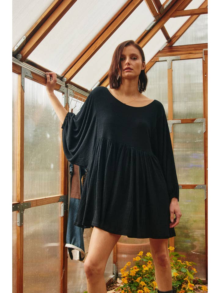 Lara Daisy - Vente Robe – femme - Mini-robe surdimensionnée en jersey texturé à dos croisé10