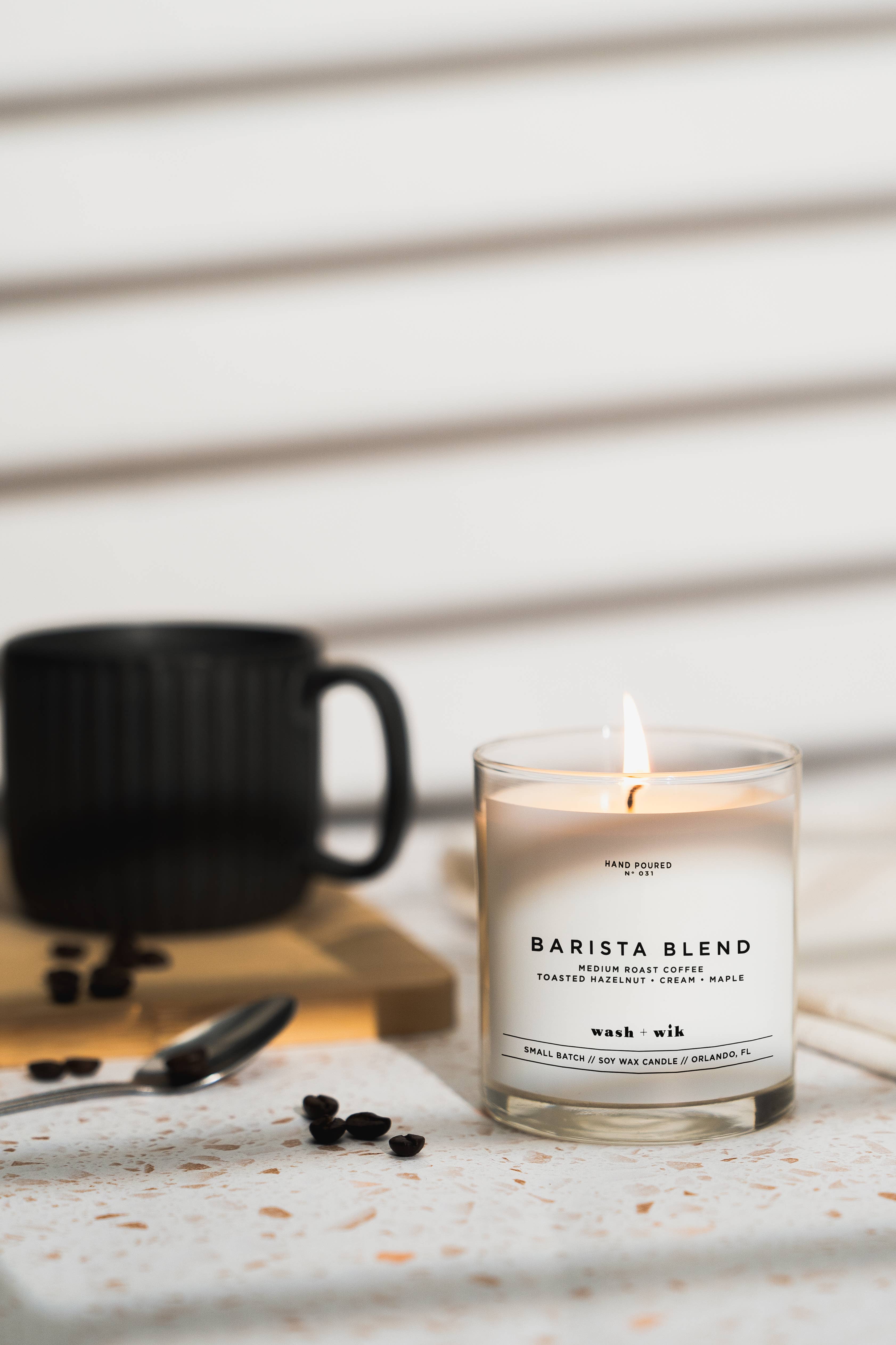 Wash and Wik - Wholesale Jar/Filled Candle - Barista Blend Soy Wax Candle | Hazelnut Coffee - 1 Wick