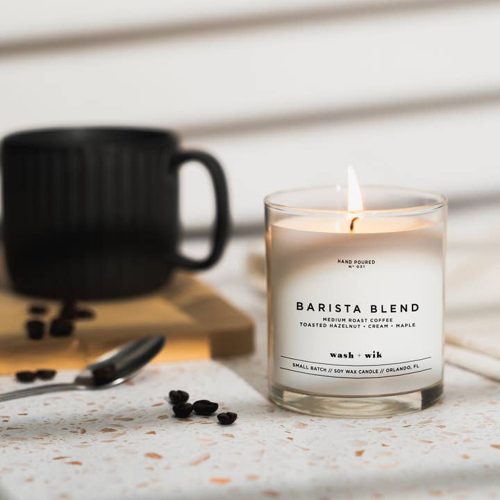 Wash and Wik - Wholesale Jar/Filled Candle - Barista Blend Soy Wax Candle | Hazelnut Coffee - 1 Wick0