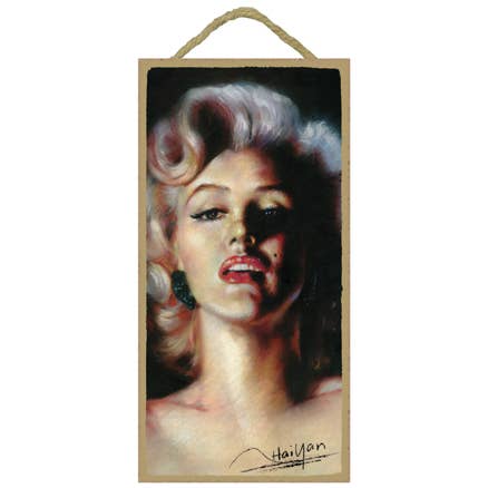 Marilyn Monroe (color portrait) 5" x 10" wood plaque, sign for wholesale by SJT Enterprises, Inc.
