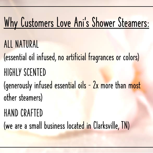 Ani’s Market LLC - Wholesale Shower Steamer/Bomb - Natural Eucalyptus Essential Oil Shower Steamers/Bombs