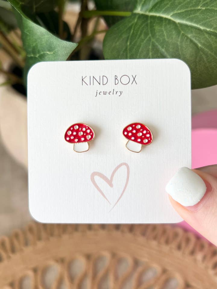 Earrings: Mushroom for wholesale by Kind Box