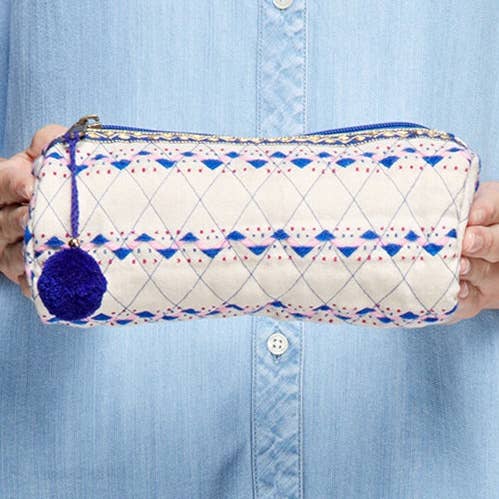 Blue Multi Patterned Cosmetic Pouch for wholesale on Faire