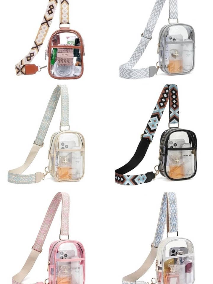 Clear Sling Bag With Guitar Strap for wholesale by Vanilla Monkey