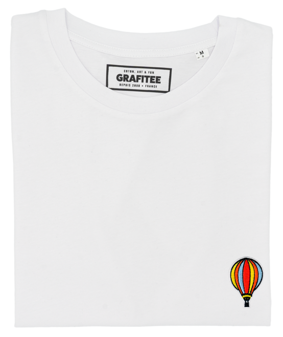 White Hot Air Balloon T-shirt (embroidered) - Balloon Embroidery T-shirt for wholesale on Faire1