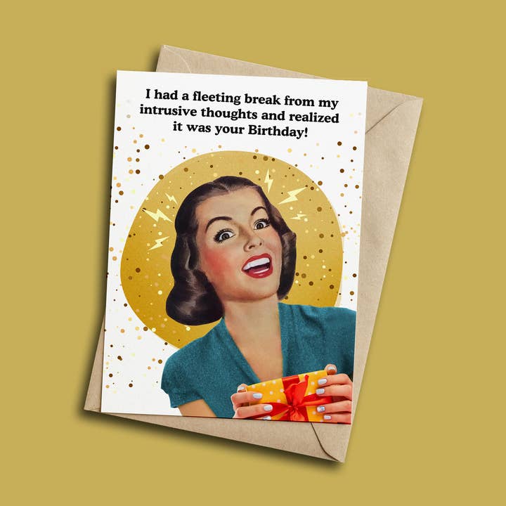 Cartão de Aniversário de Pensamentos Intrusivos por atacado de Henny Penny Studio