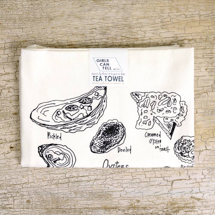Oyster Preparations Tea Towel | kitchen | flour sack | dish for wholesale by Girls Can Tell