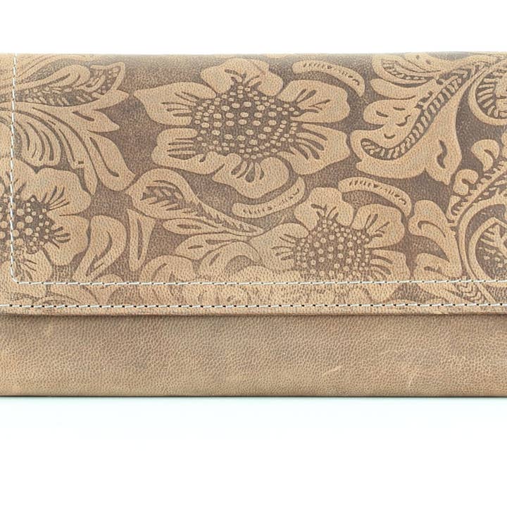 Leather Impressions Inc - Vendita all'ingrosso Pochette - Donna - Pochette da donna American Bison con bottoni floreali13