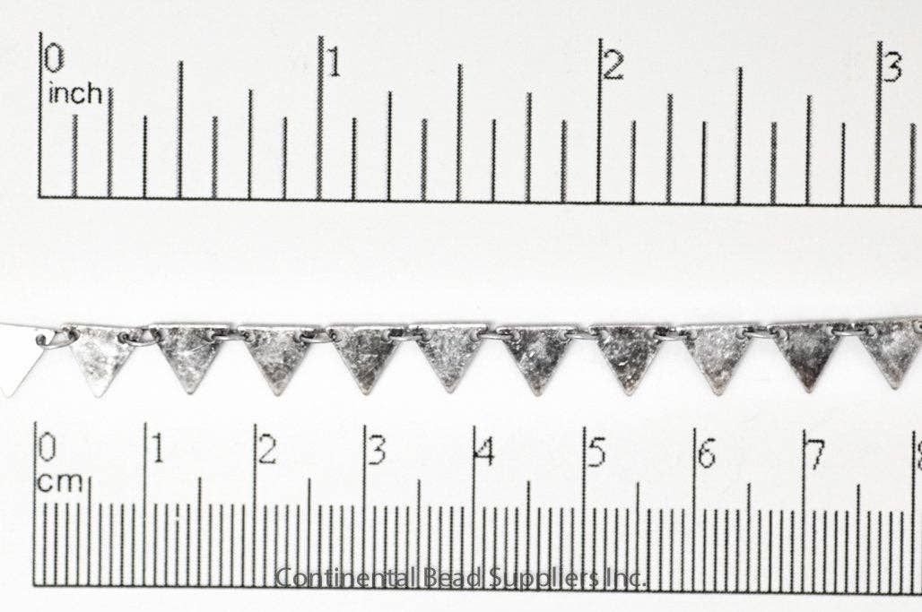 Continental Beads - Wholesale Craft Supplies - 7.25mm Solid Triangle Pennant Drop Specialty Chain Sold by The Foot - CH 9044