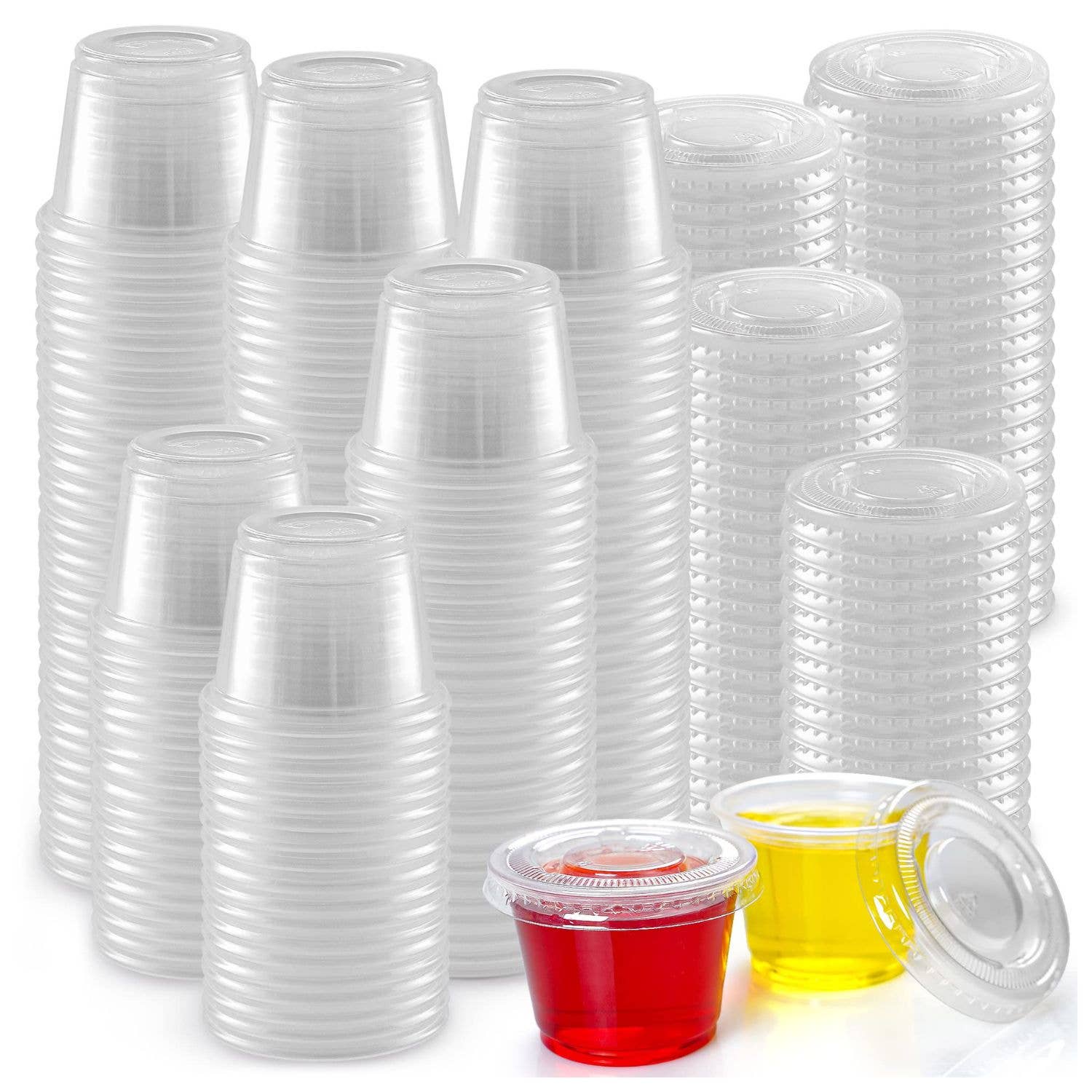 Zulay Kitchen – Engroshandel Madbeholder – Gennemsigtige jello-shot-bægre med låg - plastportionbægre9