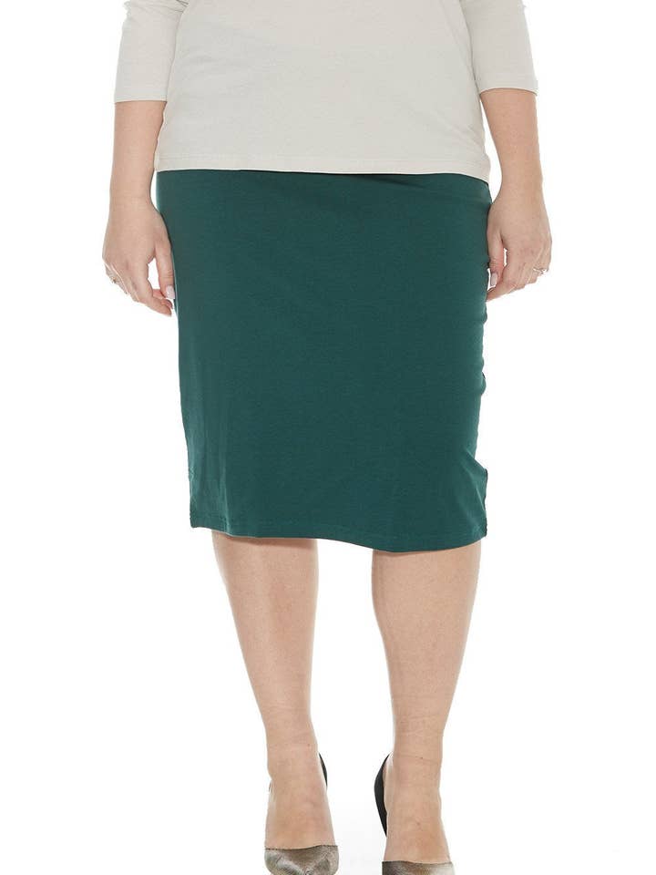 Plus Size Cotton Below Knee Length Pencil Skirt 'Dallas' EX802111 for wholesale by Esteez LLC