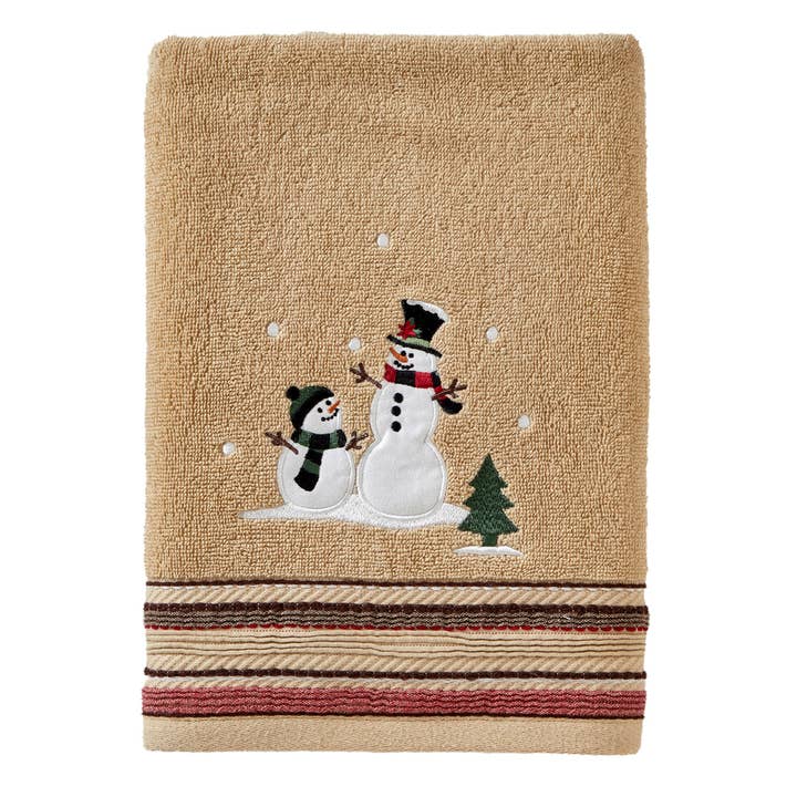 Rustic Plaid Snowman Bath Towel, Wheat for wholesale by SKL HOME