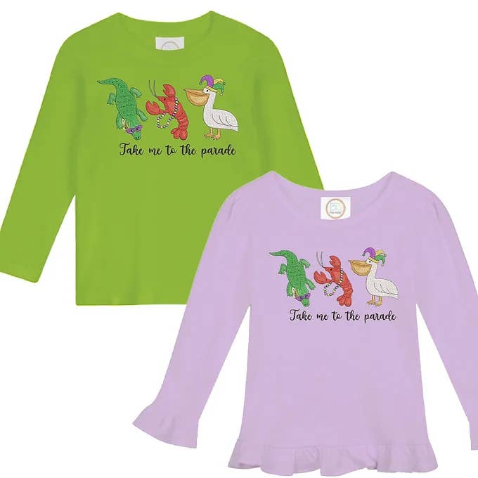 MARDI GRAS PARADE LONG SLEEVE TEE for wholesale by The Sassy Seamstress