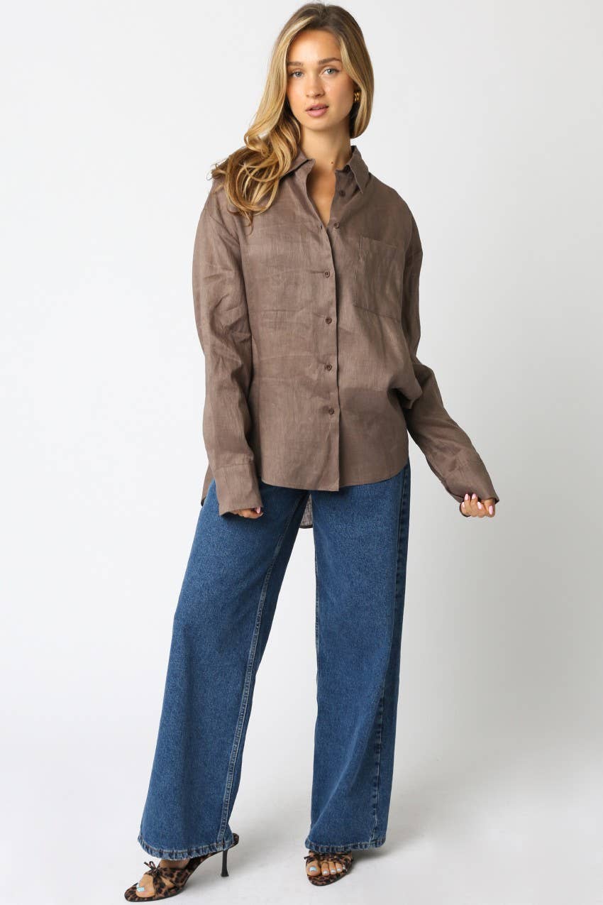 Olivaceous – wholesale Buttoned-down shirt – Women's – Helen Linen Shirt22