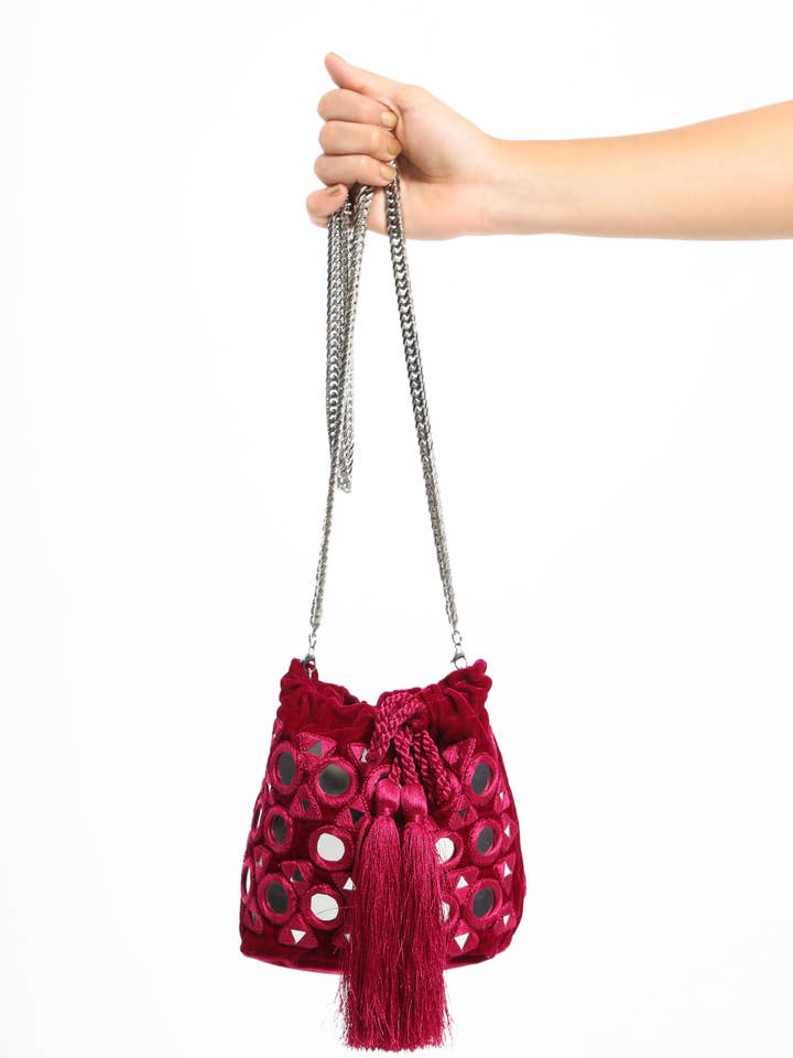 Potli Mirrors Mini Bag - Dark Pink for wholesale by Naylila