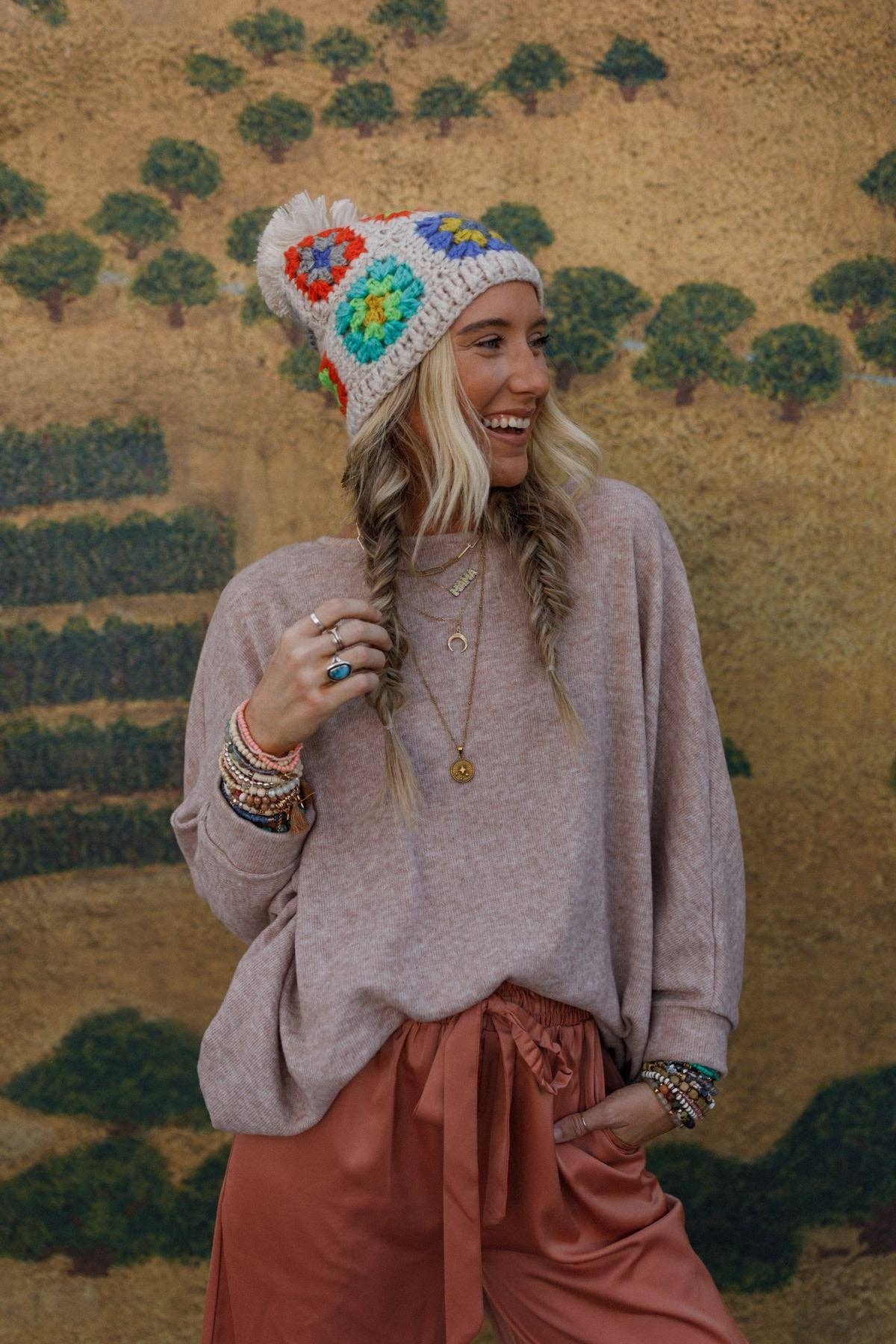 Three Bird Nest - Wholesale Knit Sweater - Women's - Fly With Me Batwing Sleeve Fall Knit Sweater - Sand2