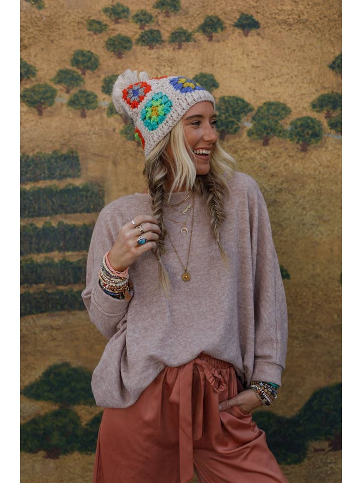 Three Bird Nest - Wholesale Knit Sweater - Women's - Fly With Me Batwing Sleeve Fall Knit Sweater - Sand2