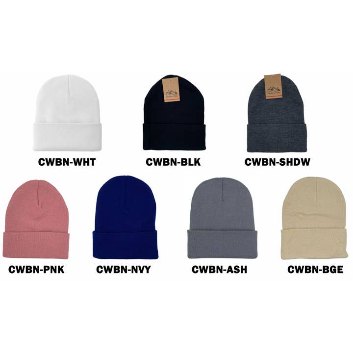 Imagine Imports - Wholesale Beanie – Unisex - Custom Winter Beanies, Customized Knitted Unisex Hats, Leather Patch beanies - CWBN1