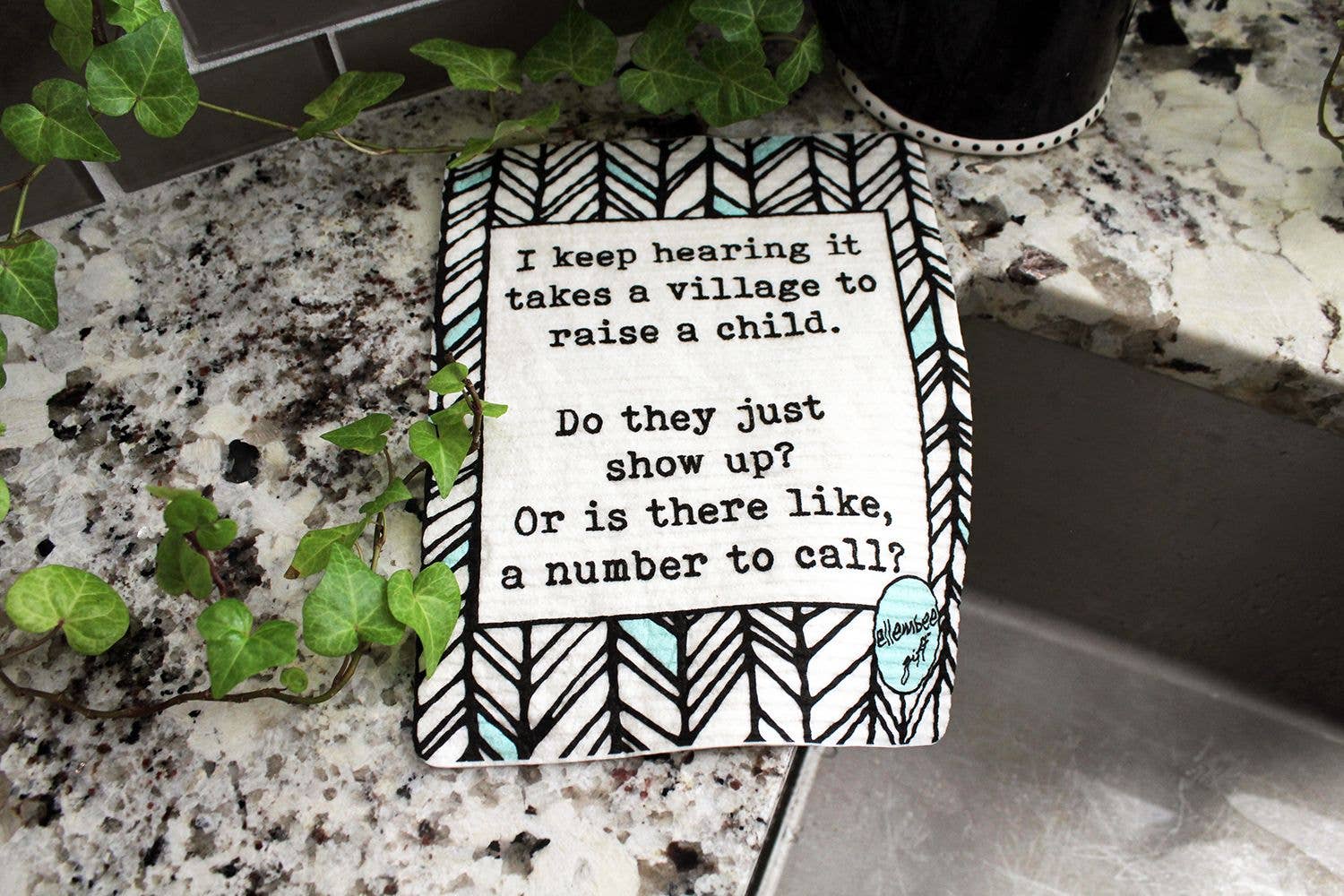 ellembee gift - Wholesale Dishcloth - Takes a Village Is There a Number to Call Swedish Dish cloth1