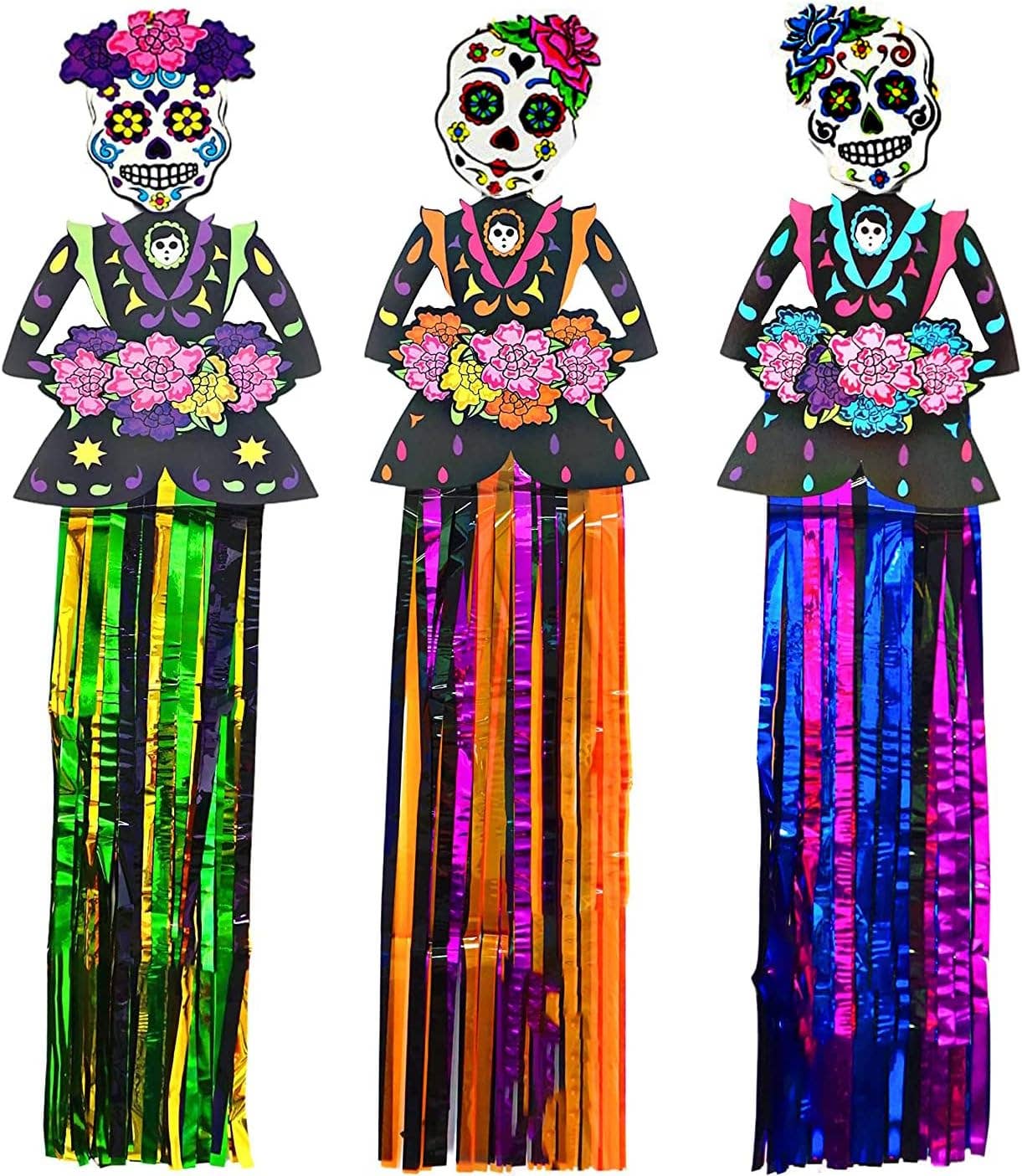 4E's Novelty - Wholesale Party Sign/Banner - 4E’s Novelty 3 Pack Day of the Dead Hanging Decorations 3ft