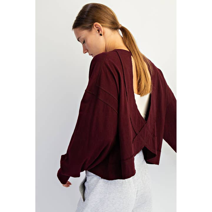 Rae Mode - Wholesale Lounge Top - Women's - COTTON SLUB OPEN BACK LONG SLEEVE TOP14