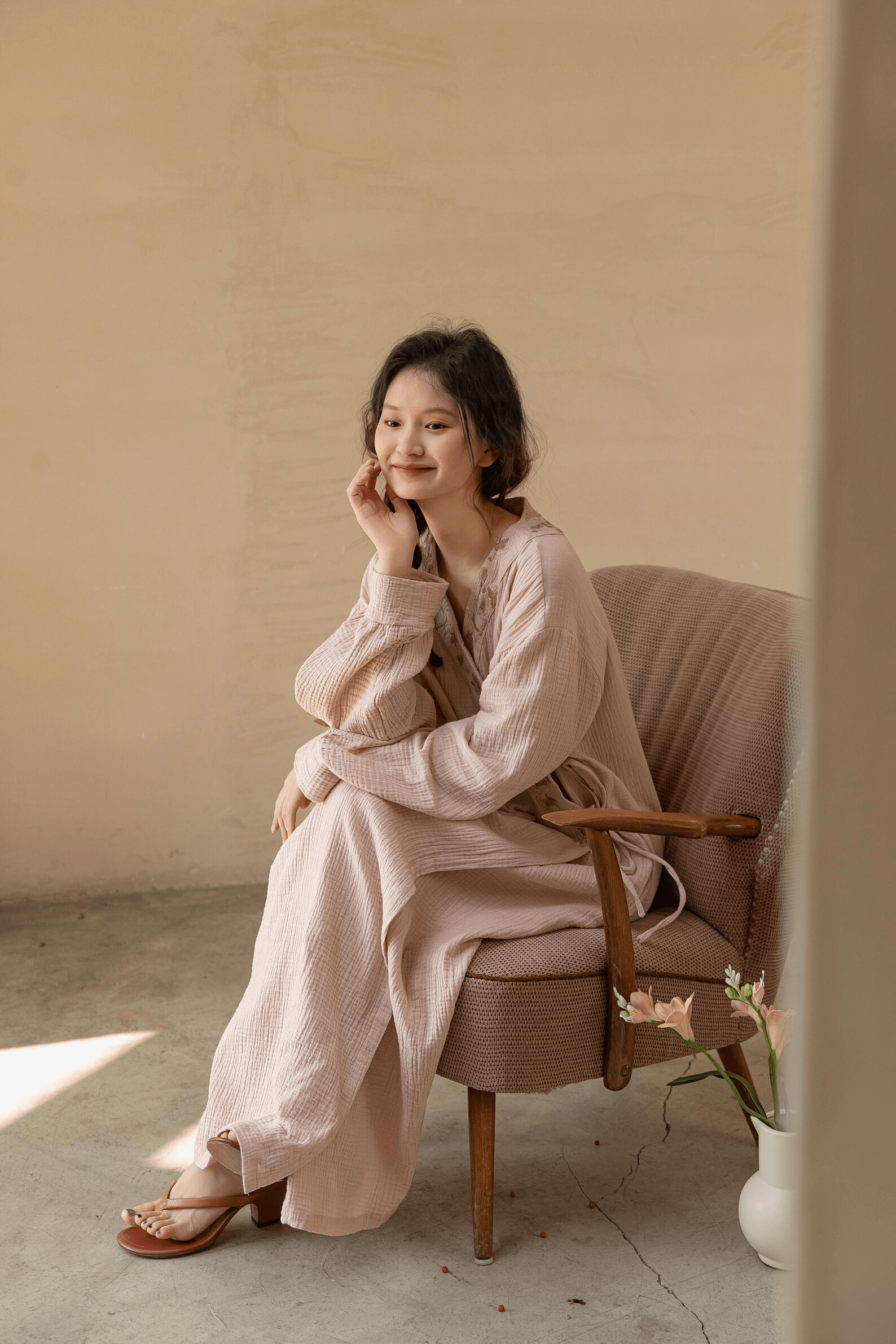 Lian Collection – wholesale Robe – Women's – 100% Cotton Robe & Dress Loungewear Set – Embroidery Gauze5