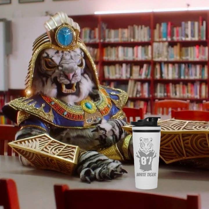 Ice Shaker – Engroshandel Vandflaske – Hvid Tiger Edition - Custom 26 ounce Shaker Flaske2