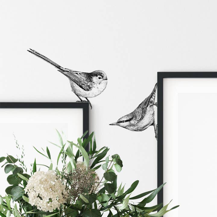 Nuthatch & long-tailed tit wall sticker set voor wholesale door Fine Forest