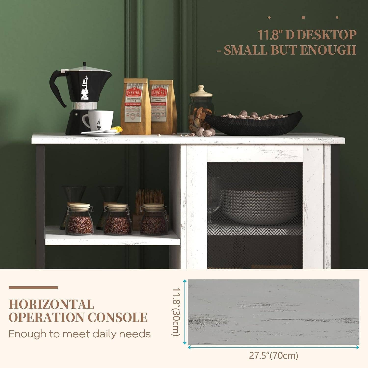 27.5 Inch Mini Coffee Bar Cabinet White With Storage for wholesale on Faire2