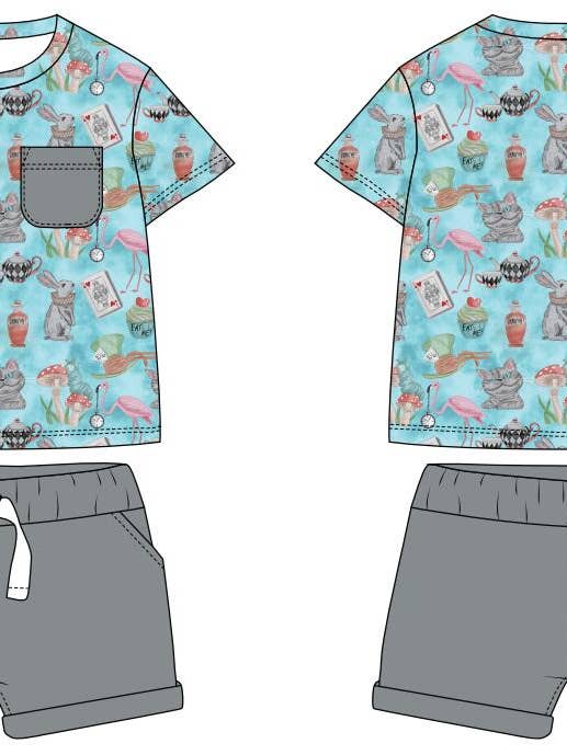 We're All Mad Here Shorts Set for wholesale by Judy rue designs