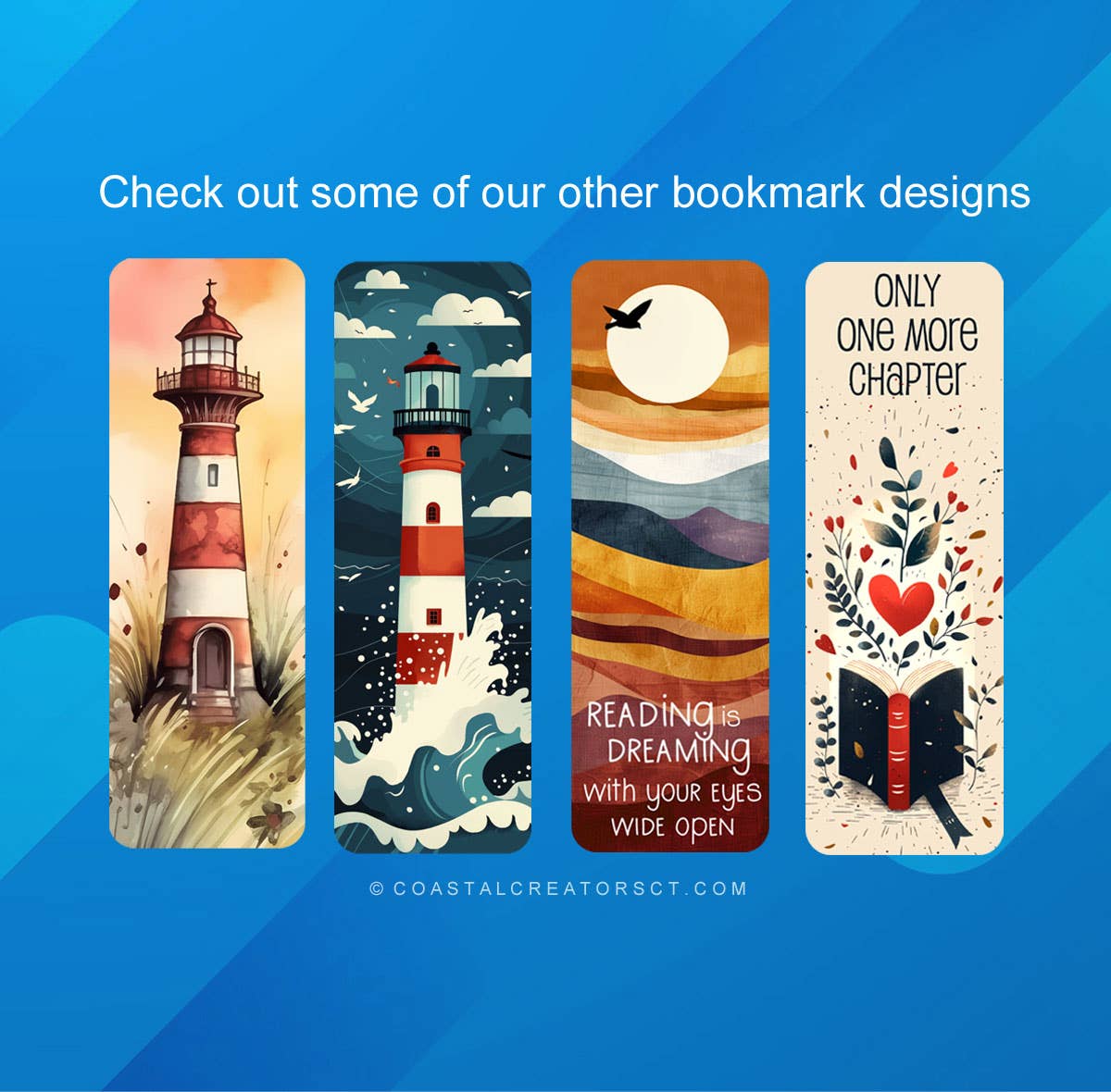 Coastal Creators of Connecticut - Wholesale Bookmark - Christmas Folk Art Winter Reindeer Glossy Laminated Bookmark2