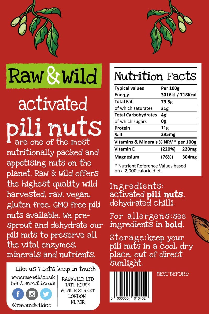RAW & WILD – wholesale Nuts – 22g Activated Chili Pili Nuts1