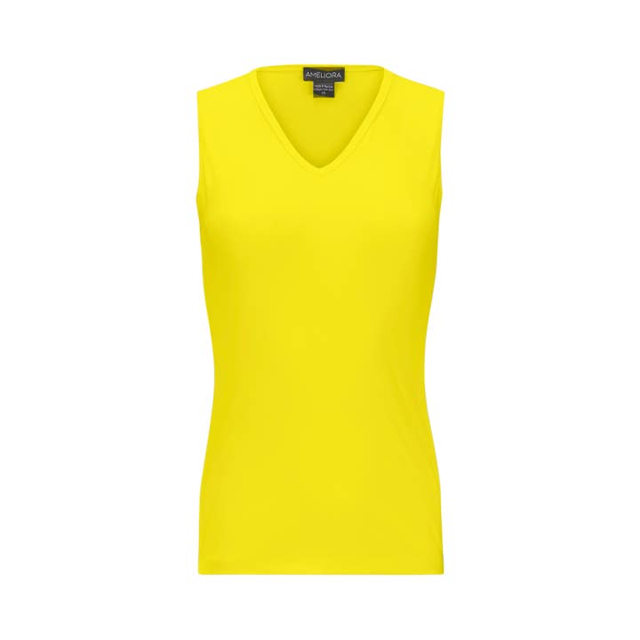 Lemon V Neck Tank Top Machine Washable Italian Fabric for wholesale by Ameliora