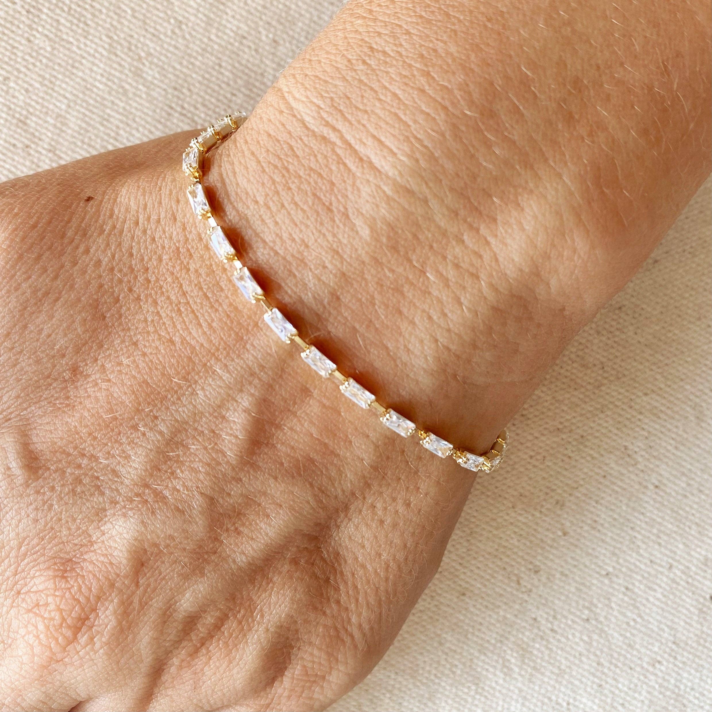 GoldFi - Wholesale Tennis Bracelet - 18k Gold Filled Baguette Tennis Bracelet1